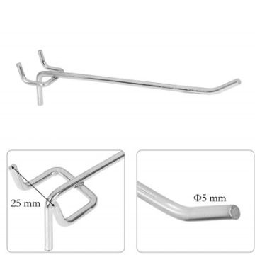 Кука за перфо гръб с дължина 20 см хром