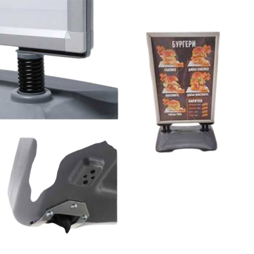 Статив за постер А1 (594x841 мм), двустранен, с колела