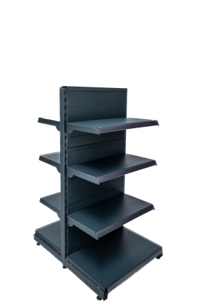 Островен стелаж с плътен гръб, тъмно сив мат, Н1300 мм