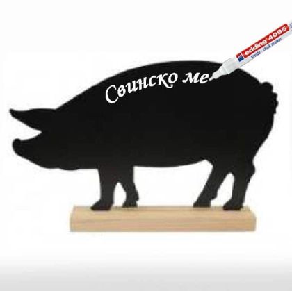 Черна PVC табелка прасе 30х20мм