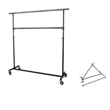 Двоен сгъваем щендер черен мат, L1500–2100 × 550 × H1500–2200 мм