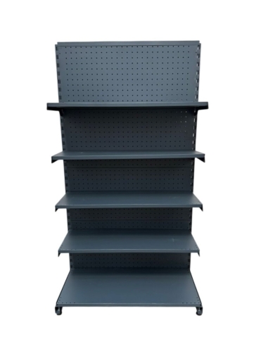 Крайстенен стелаж с перфориран гръб и рафтове, тъмно сив мат, Н1700 мм