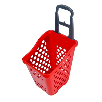 Кошница за пазаруване на колела 45 л, червена