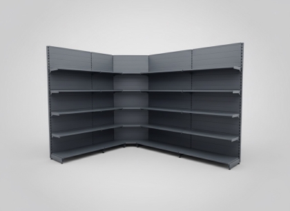 Вътрешен ъглов стелаж с плътен гръб Н2000 мм