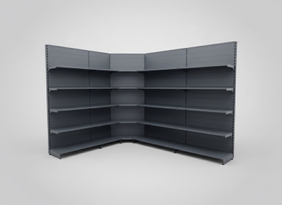 Вътрешен ъглов стелаж с плътен гръб Н2000 мм