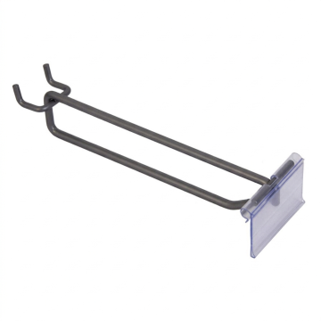 Кука за перфо гръб с етикетник тъмно сив мат със захват 32 мм