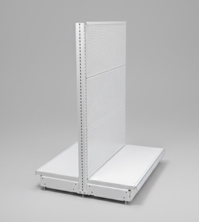 Двустранен островен стелаж с перфориран гръб за куки