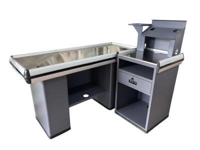 Касов модул Г- образен с поставка L1500/D1100/H850 мм тъмно сив мат